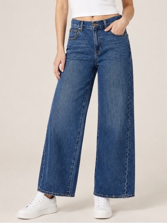 J. Crew Denim - J.Crew Wide Leg Jeans 28P Blue High Rise Linen Blend Denim 25908